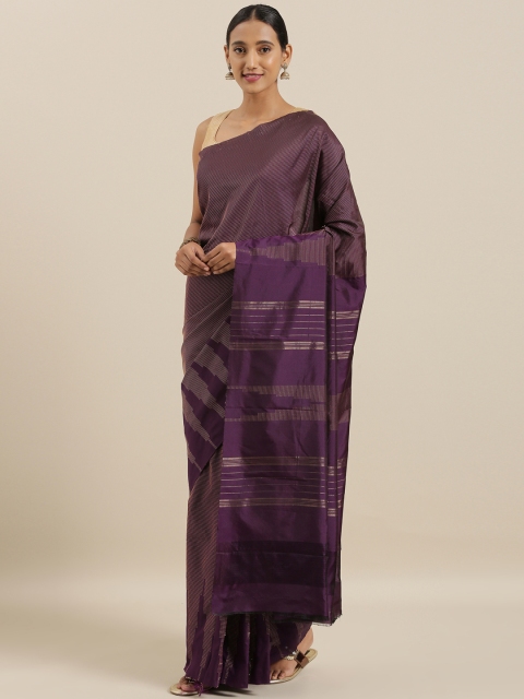 

The Chennai Silks Purple & Gold-Toned Polycotton Woven Design Saree