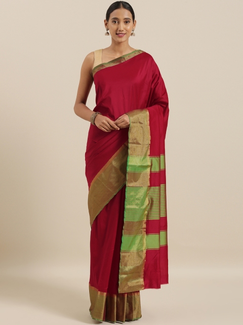 

The Chennai Silks Classicate Maroon & Golden Polycotton Solid Saree