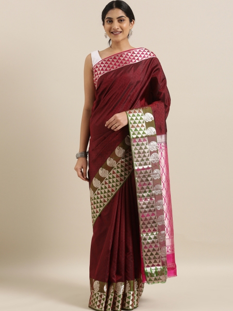 

The Chennai Silks Maroon Pure Silk Woven Design Kanjeevaram Saree