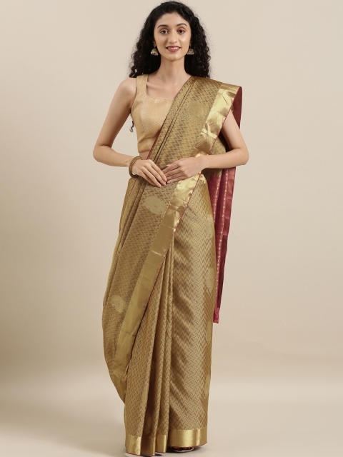 

The Chennai Silks Beige Pure Silk Woven Design Kanjeevaram Saree