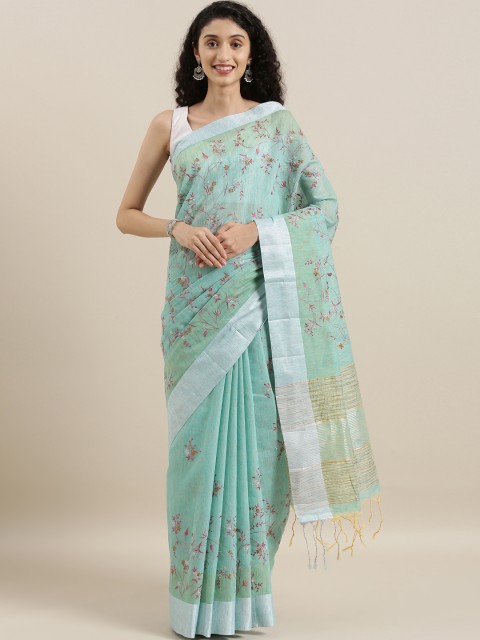 

The Chennai Silks Blue & Pink Jute Cotton Embroidered Saree