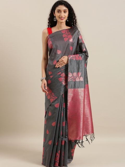 

The Chennai Silks Classicate Grey & Pink Cotton Blend Woven Design Saree