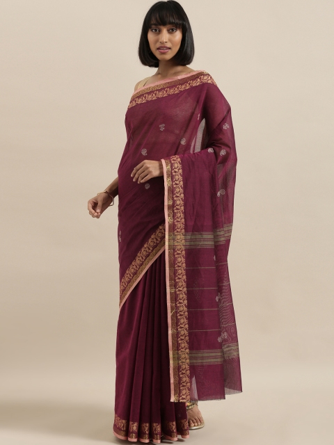 

The Chennai Silks Burgundy & Beige Pure Cotton Woven Design Chettinad Saree