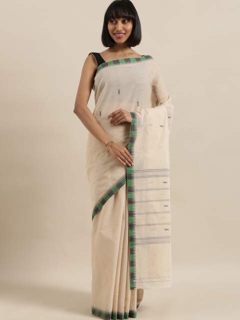 

The Chennai Silks Beige Pure Cotton Woven Design Chettinad Saree