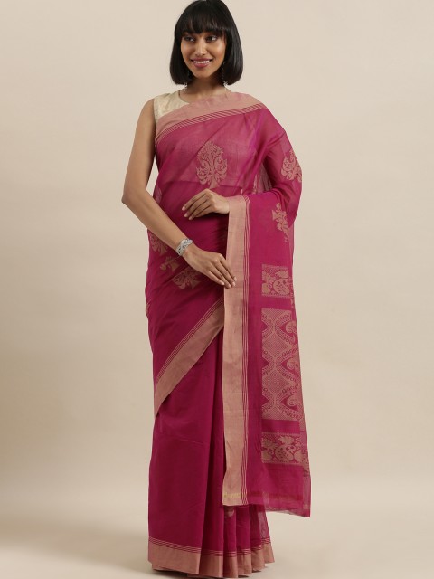 

The Chennai Silks Pink & Beige Pure Cotton Woven Design Saree