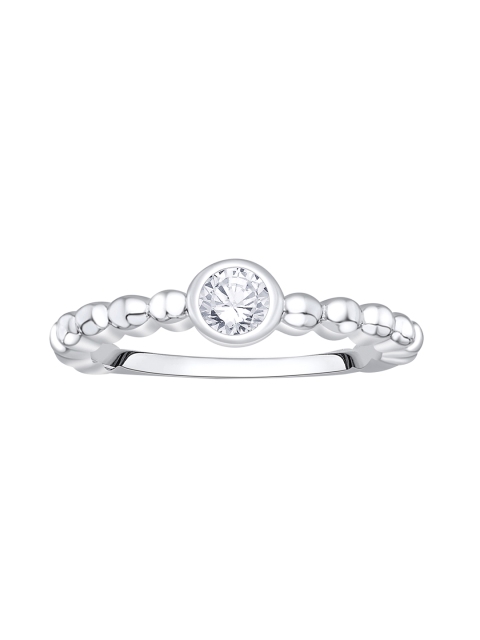 

Peora Rhodium-Plated Sterling Silver CZ Stone-Studded Ring