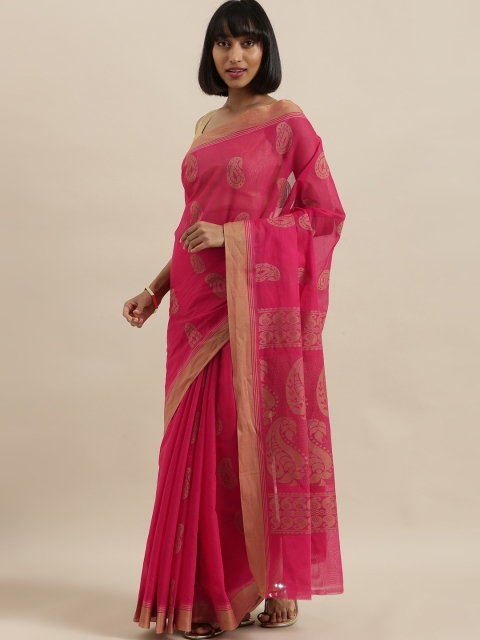 

The Chennai Silks Classicate Magenta Pink Woven Design Pure Cotton Saree