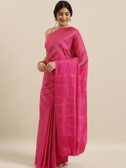 

The Chennai Silks Pink Woven Design Polycotton Saree