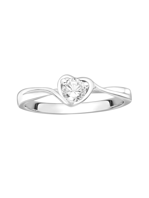 

Peora Rhodium-Plated Sterling Silver CZ Stone-Studded Ring