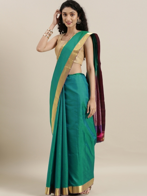

The Chennai Silks Blue & Green Pure Silk Woven Design Kanjeevaram Saree