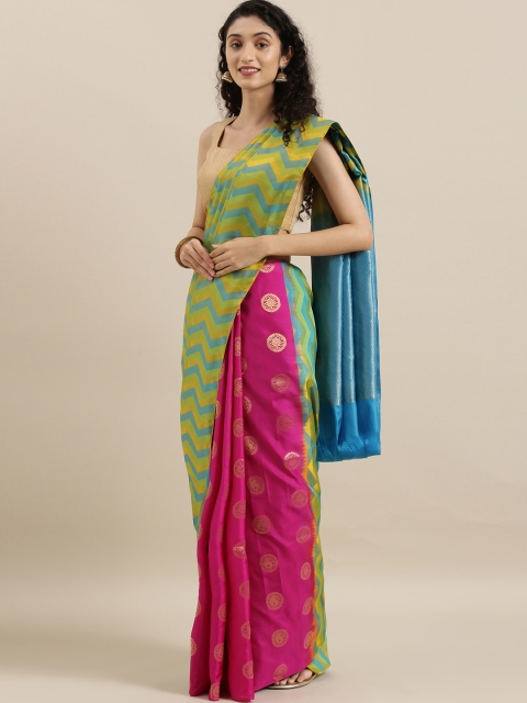 

The Chennai Silks Green & Pink Pure Silk Woven Design Kanjeevaram Saree