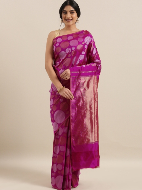 

The Chennai Silks Classicate Pink & Gold-Toned Polycotton Woven Design Saree