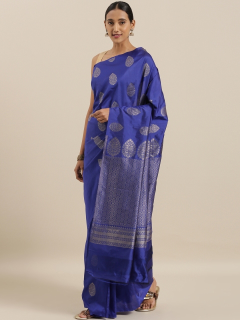 

The Chennai Silks Classicate Blue & Gold-Toned Polycotton Woven Design Saree