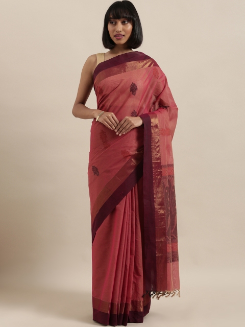 

The Chennai Silks Burgundy Woven Design Pure Cotton Saree