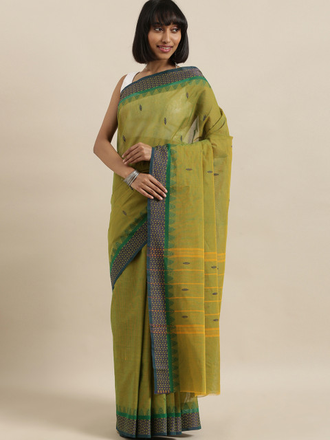 

The Chennai Silks Green & Blue Pure Cotton Woven Design Chettinad Saree