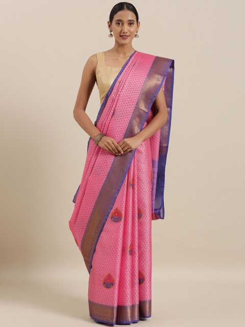 

The Chennai Silks Pink & Golden Organza Woven Design Saree
