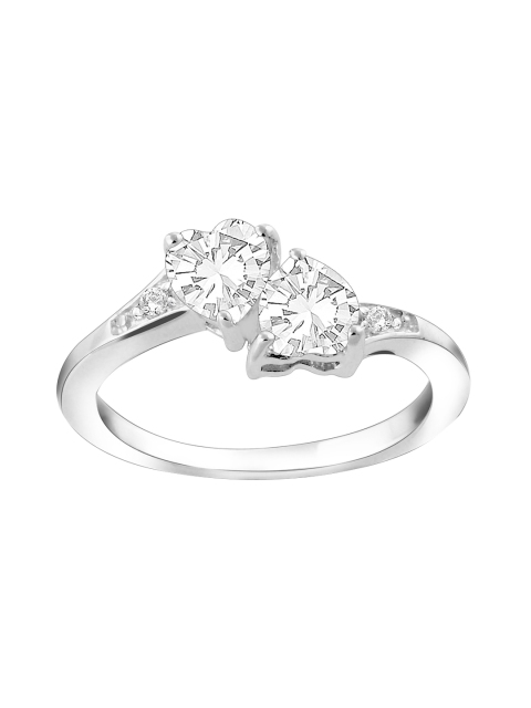 

Peora Rhodium-Plated & 925 Sterling Silver Stone-Studded Ring