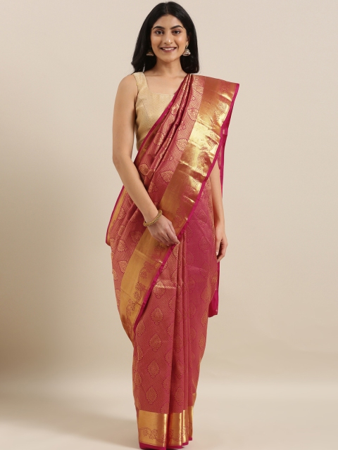 

The Chennai Silks Magenta Pink & Golden Pure Silk Woven Design Kanjeevaram Saree