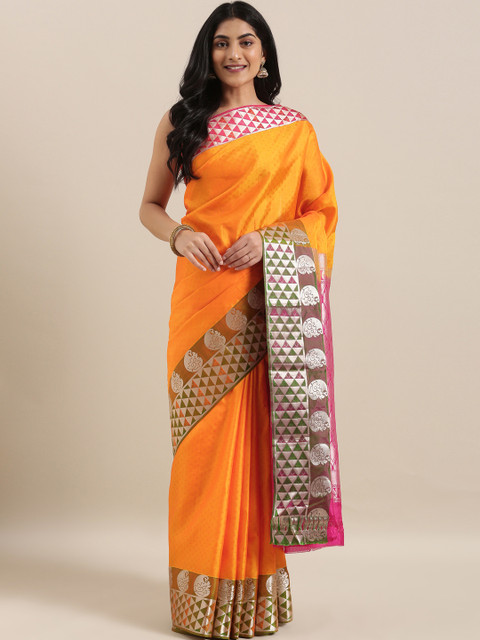 

The Chennai Silks Orange Pure Silk Woven Design Kanjeevaram Saree