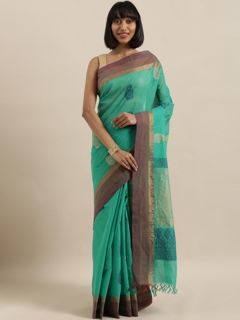 

The Chennai Silks Classicate Green & Brown Pure Cotton Woven Design Saree