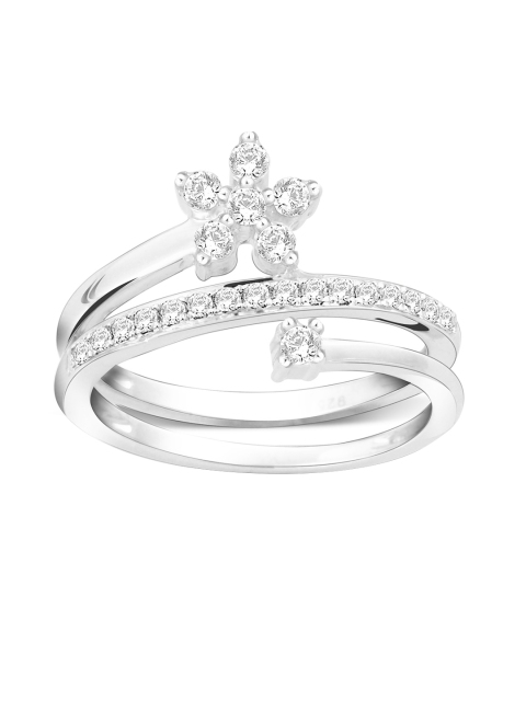 

Peora Rhodium-Plated & 925 Sterling Silver Stone-Studded Ring