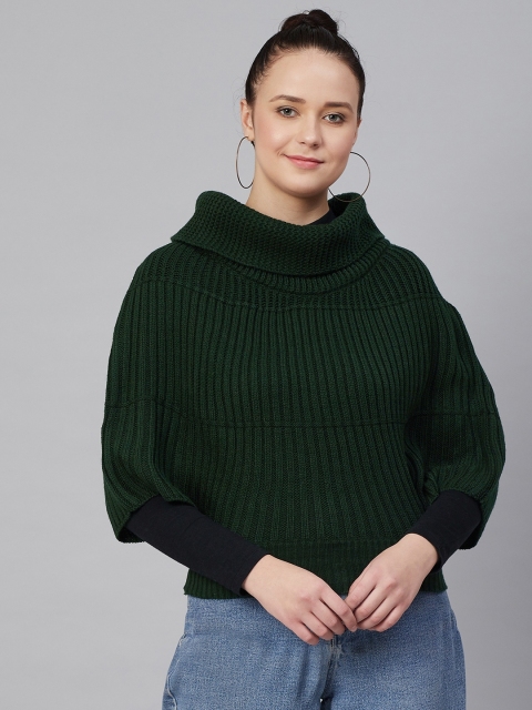 

Cayman Women Green Ribbed Poncho