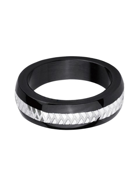 

Peora Men Black & Silver-Toned Ring