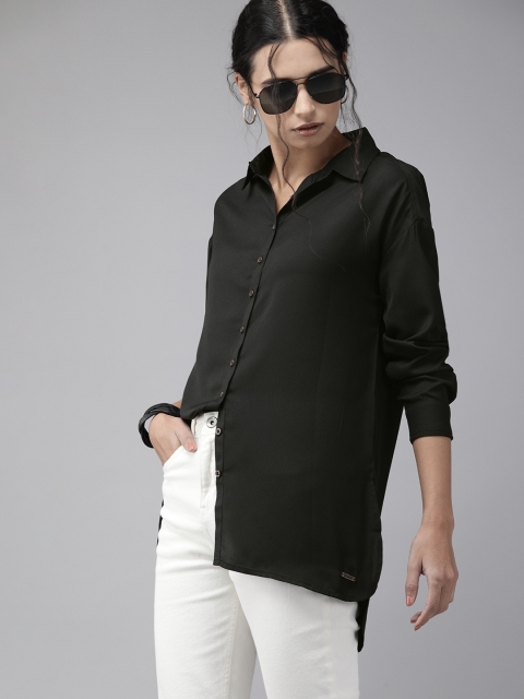 

Roadster Women Black Regular Fit Solid Casual Sustainable Recycled Poly Shirt