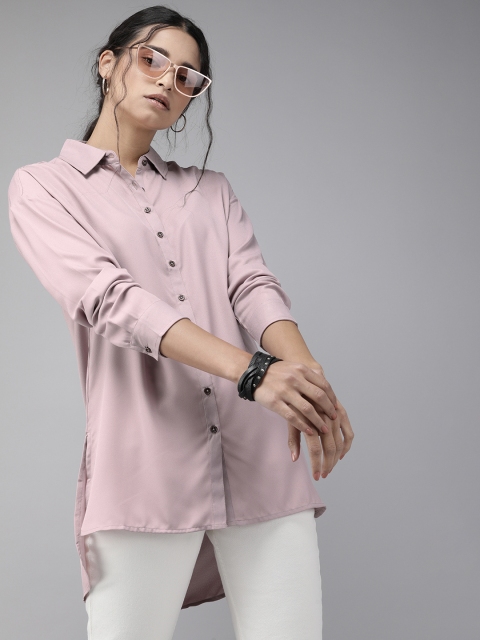 

Roadster Women Pink Regular Fit Solid Casual Sustainable Recycled Poly Shirt