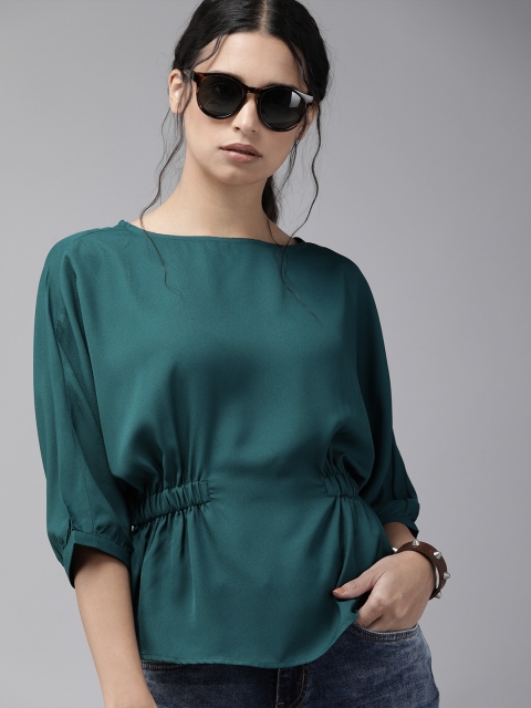

Roadster Teal Green Cinched Waist Sustainable Recycled Poly Top
