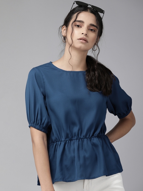 

Roadster Blue Cinched Waist Sustainable Recycled Poly Top