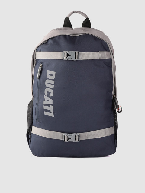 

Ducati Men Navy Blue & Grey Brand Logo 16 Inch Laptop Backpack with Rain Cover