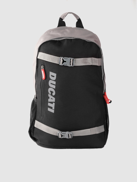 

Ducati Men Black & Grey Brand Logo 16 Inch Laptop Backpack with Rain Cover