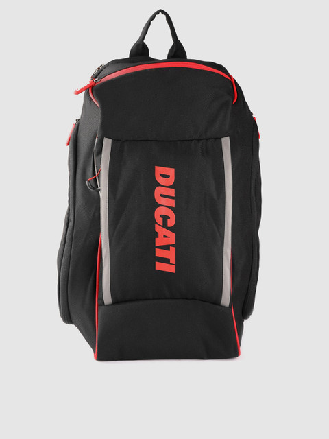 

Ducati Men Black & Red Brand Logo 16 Inch Laptop Backpack with Rain Cover