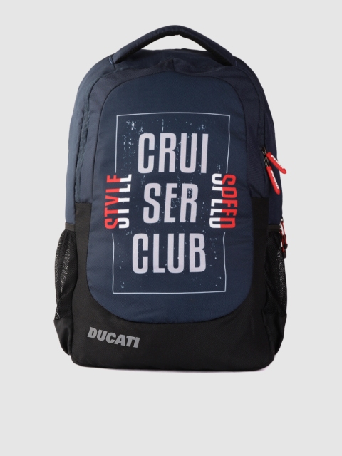 

Ducati Men Navy Blue & Grey Typography 6 Inch Laptop Backpack with Rain Cover
