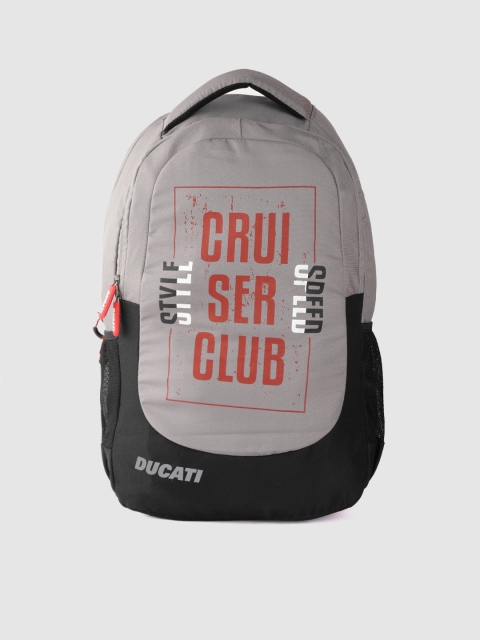 

Ducati Men Grey & Black Typography 6 Inch Laptop Backpack with Rain Cover