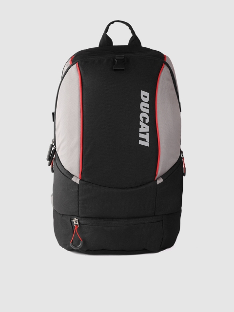 

Ducati Men Black & Grey Colourblocked 16 Inch Laptop Backpack with Rain Cover