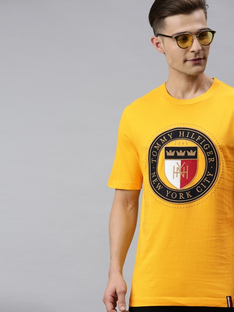

Tommy Hilfiger Men Yellow Relaxed Fit Embroidered Round Neck T-shirt