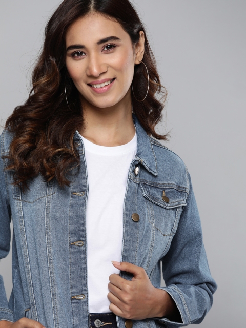 

Mast & Harbour Women Blue Washed Denim Jacket