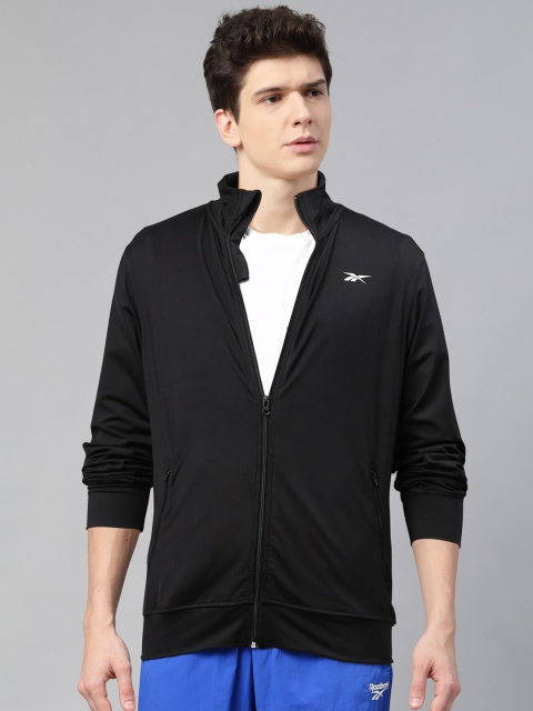 

Reebok Men Black Solid Fitness Training Track Jacket