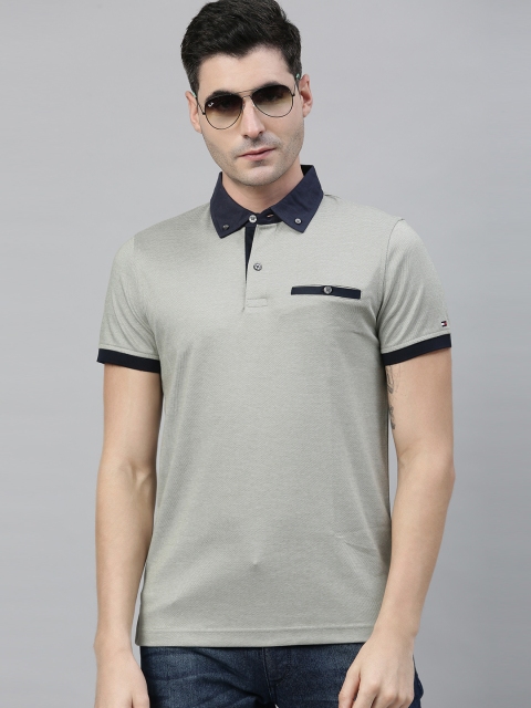 

Tommy Hilfiger Men Grey Solid Slim Fit Polo Collar T-shirt