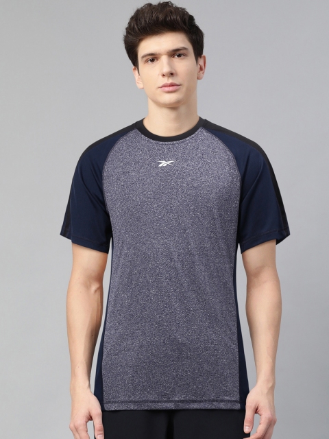 

Reebok Men Navy Blue Solid Slim Fit Training Style T-shirt