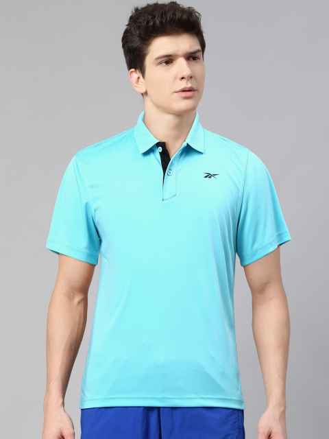 

Reebok Men Blue Solid Polo Collar Training T-shirt