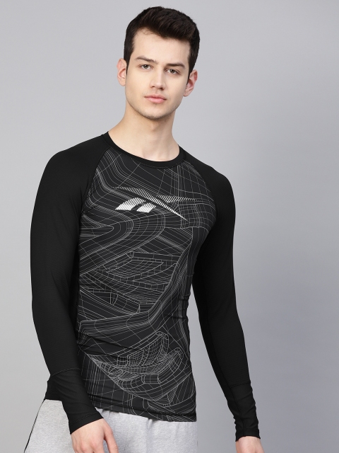

Reebok Men Black TS AOP Compression LS Printed T-Shirt