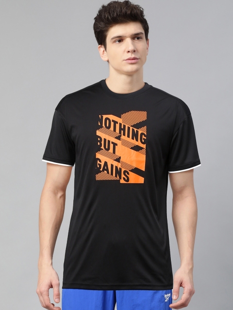

Reebok Men Black Graphic Print Foundation Performance Training T-shirt