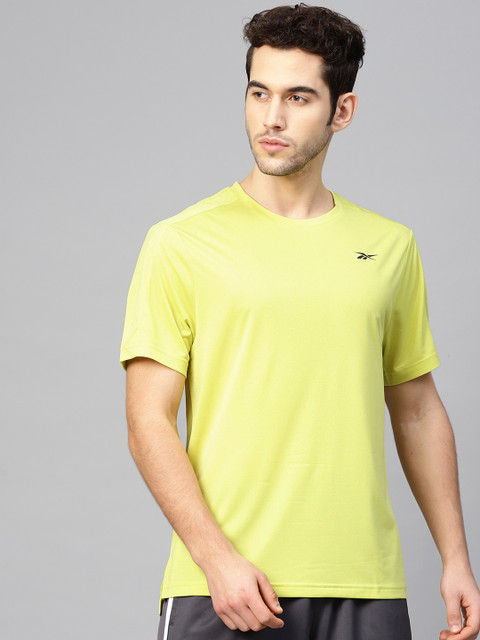 

Reebok Men Fluorescent Green Solid Slim Fit United By Fitness Perforated Training T-shirt