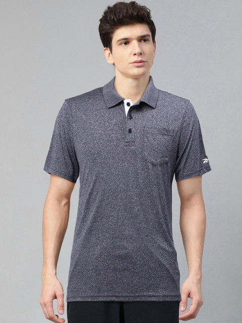 

Reebok Men Navy Blue Solid Slim Fit Grindle Polo Training T-shirt