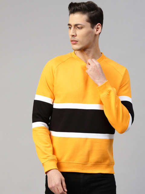 

Allen Solly Men Mustard & Black Colourblocked Sweatshirt