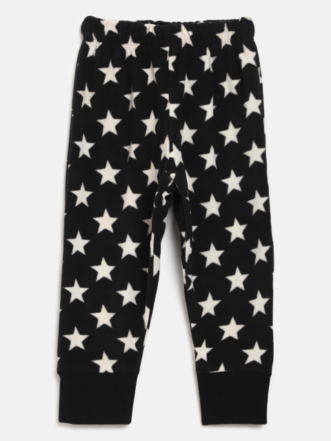 

CrayonFlakes Girls Black & Off-White Star Print Fleece Lounge Joggers