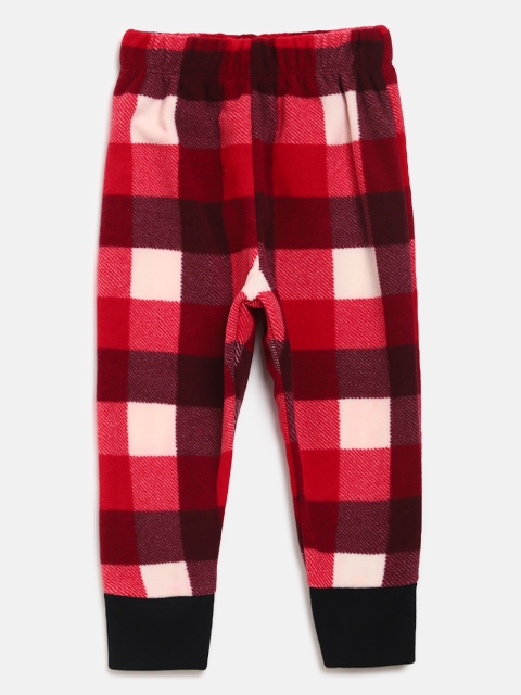 

CrayonFlakes Girls Red & White Checked Fleece Lounge Joggers